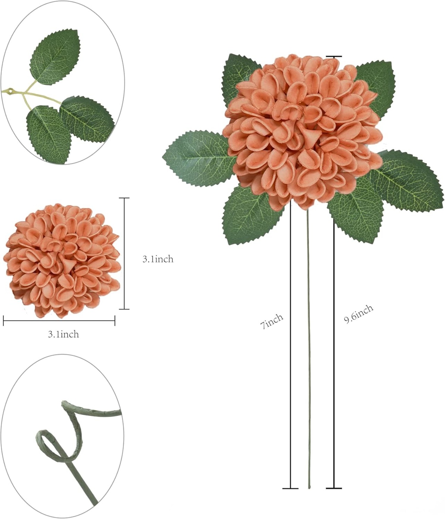 YEEFLORA 50pcs Artificial Rose for DIY Wedding Bouquets Centerpieces Arrangements, Terracotta Dahlia Flowers with Stems for Bridal Shower Party Home Decorations