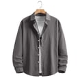 thumbnail image 2 of 100% Cotton Men's Sun Protection Shirts Lapel Button Down Long Sleeve Plain Breathable Lightweight Hiking Shirts for Summer Dark Gray L, 2 of 8