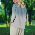 thumbnail image 6 of Hueook Shirts for Women Trendy Fashion Women's Casual Printed Round Neck 3/4 Sleeve T-shirt Loose and Comfortable Tops Light Blue M, 6 of 8