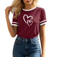 thumbnail image 2 of Neewe Blouse for Women Dressy Casual Short Sleeve Color Block Tops Fashion Peint Crew Neck Tunic Shirts Summer Clothes, 2 of 8