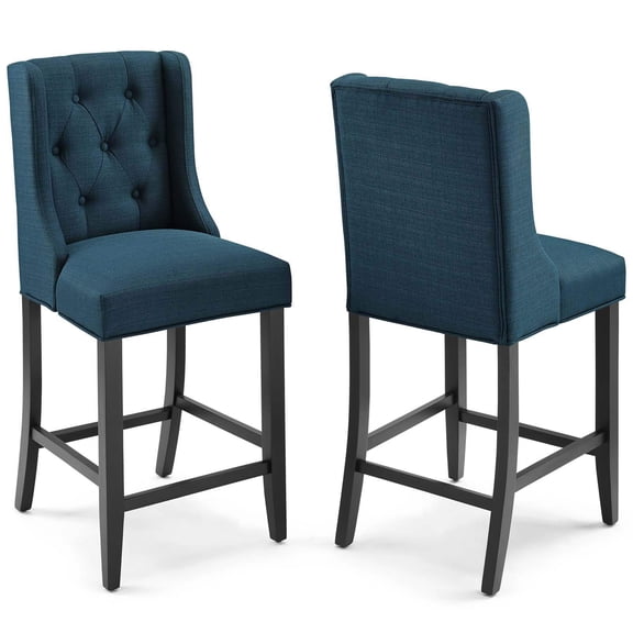 Modway Baronet 26.5" Fabric Upholstered Counter Stool in Azure (Set of 2)