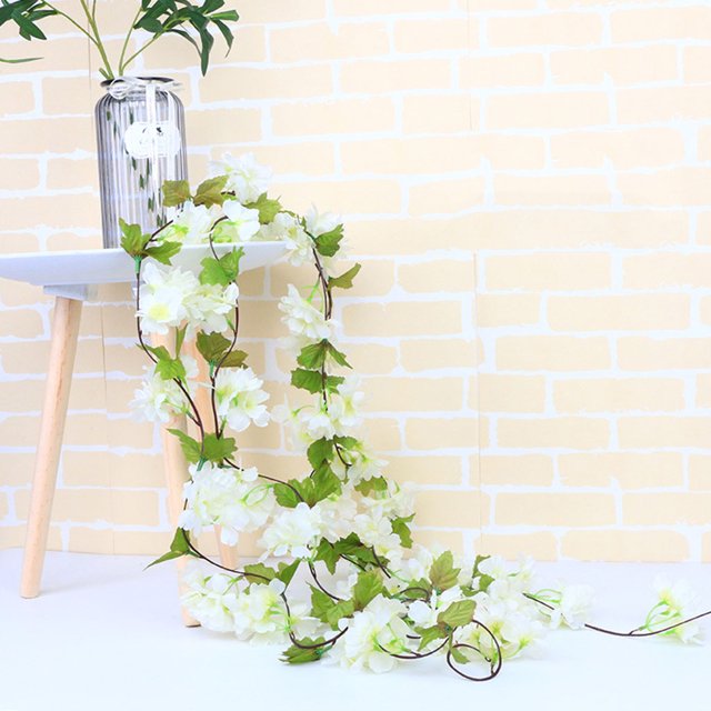18-head Artificial Flower Garland Simulation Flower rattan artificial Rattan Wedding Party Hanging Fake Rattan, Creamy White