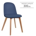 thumbnail image 5 of Set of 2 Armless Plastic Dining Chair Wood Legs for Dining Room Plastic Molded Seat With Cushion, Blue, 5 of 12