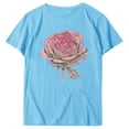 thumbnail image 4 of YueHuiYing Women's Floral Graphic Tees Short Sleeve Casual T-Shirts Boho Style Cute Summer Loose Fit Tops, 4 of 5
