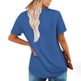 thumbnail image 3 of Fmbrln Womens Summer Short Sleeve T-Shirts Fashion V Neck Color Block Tops Casual Loose Long Hem False Two Piece Tees, 3 of 5