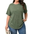 thumbnail image 2 of Fantaslook Womens Plus Size Tops Crewneck Short Sleeve Shirts Casual Loose Tunic Tops Curved Hem Summer Blouses, 2 of 7
