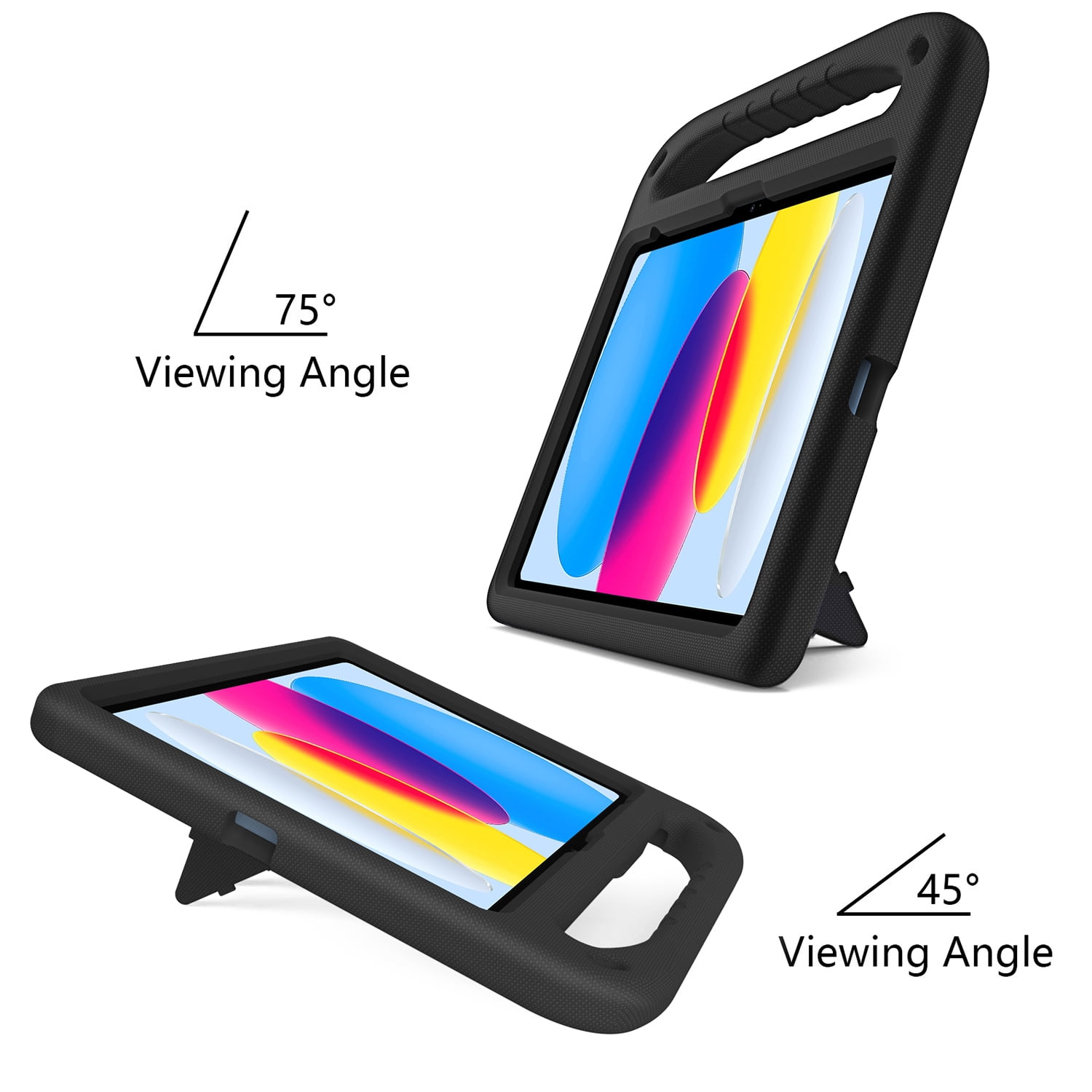 ELEHOLD for iPad 10th Generation 10.9" 2022 Rugged Case Kids Friendly EVA Full Body Protective Handle Grip Pencil Holder Kickstand Shockproof Kids Case for iPad 10th,Black