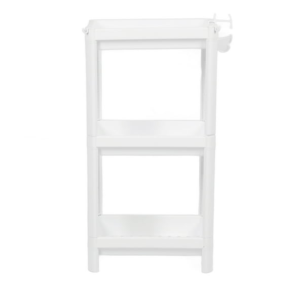 Freestanding Bathroom Storage Shelf with Wheels, Narrow Corner Moblie Shelving Unit Tower, Pantry Cart Organizer Holder for Living Room Kitchen Laundry Room Small Space