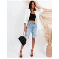 thumbnail image 3 of HLSOHJP New Women's Summer Ripped Denim Shorts Fashion High Elastic Slim Knee Length Jeans Shorts S-2XL Drop Shipping, 3 of 6