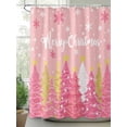thumbnail image 2 of Fsddascl Pink Christmas Tree Shower Curtain Set - Small 36" x 72" Washable Bathtub Curtain with 12 Hooks, Pink Xmas Tree Snowflake Luxury Waterproof Fabric Stall Shower Curtains for Bathroom/Bathtub, 2 of 6