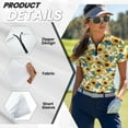 thumbnail image 5 of COEQINE Short Sleeve Golf Shirts for Women Quick Dry Fit Workout Lightweight Golf Tops Blue Butterfly and Sunflower Print Moisture Wicking SoftTennis Activewear, 2XL, 5 of 7