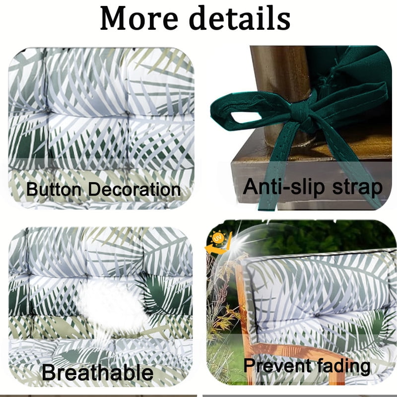 Outdoor Porch Swing Cushions, 4" thick patio swing cushions 3 Seater for outdoor furniture, Waterproof Bench Replacement Cushion with Ties(Bamboo leaves-71×40in)
