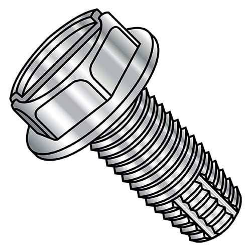 8-32X1 Slotted Indented Hex Washer Thread Cut Screw Type F Full Thread 410 Stainless St (Pack Qty 3,000) BC-0816FSW410
