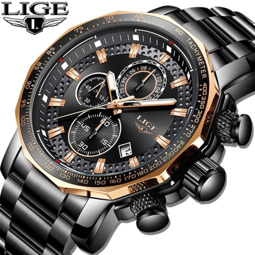 Relogio Masculino LIGE New Sport Chronograph Mens Watches Top