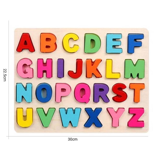 Tablero De Madera Con Letras Y Números – Puzzle Educativo Para Aprender Colores Y Formas (2 Tamaños)