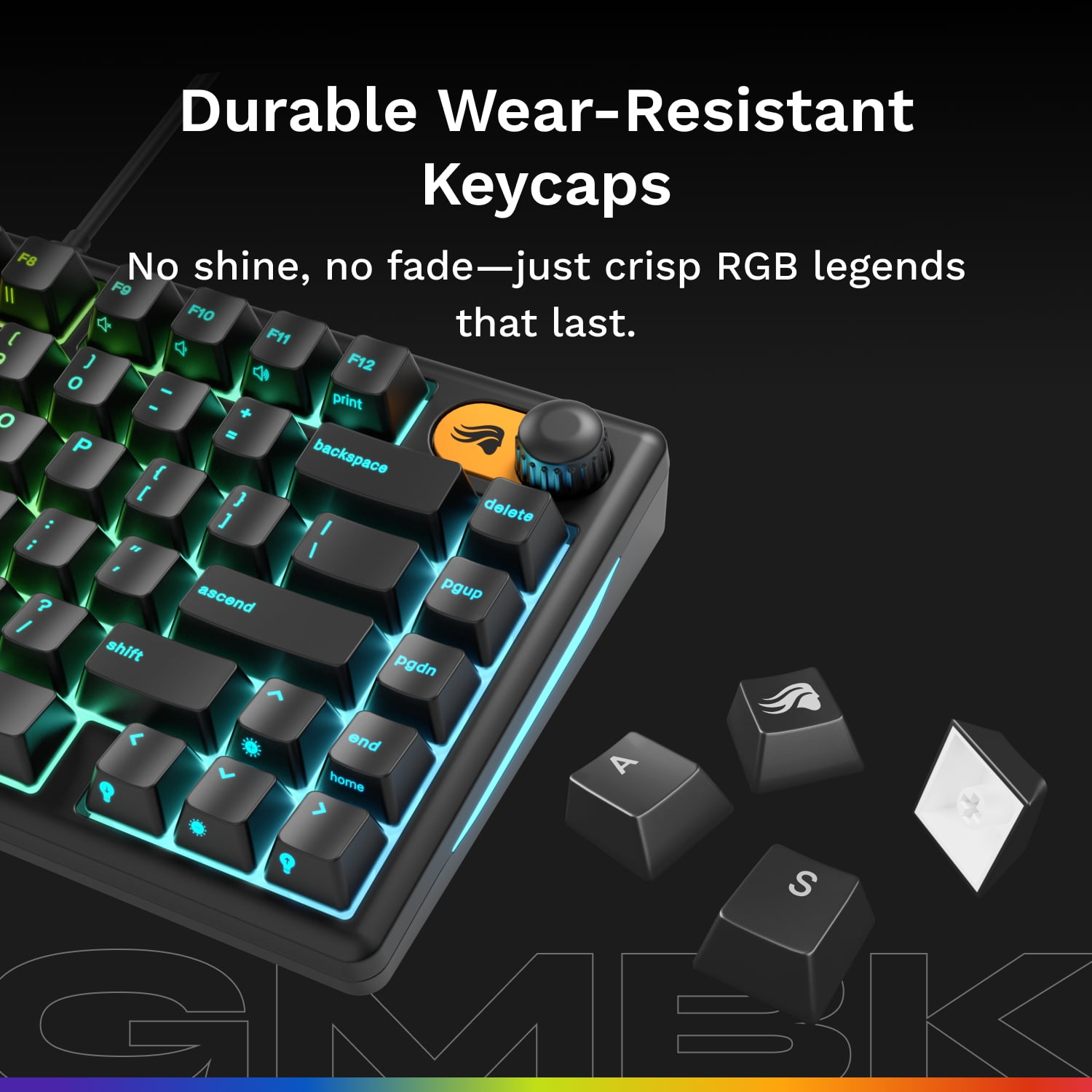Glorious Gaming Keyboard GMBK 75% - Swappable MX-Compatible Keycaps, Detachable USB Cable - IP57 Waterproof and Dust Resistant - 10-Zone RGB Lighting - Quiet Gaming Switches - 12.6" x 5.4" x 1.6"
