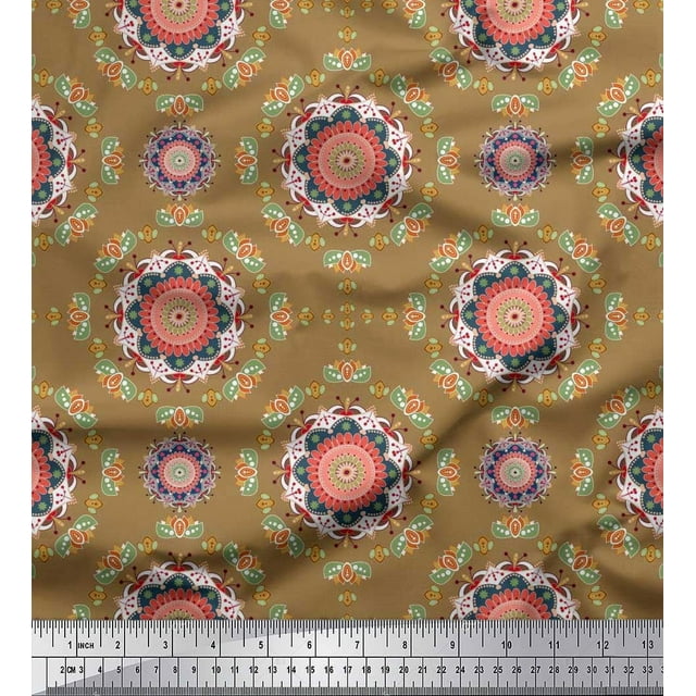Soimoi Rayon Fabric Floral Mandala Print Fabric by The Yard 42 Inch Wide