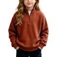 thumbnail image 4 of Trikvn Boys Quarter Zip Pullover Waffle Knit Mock Neck Sweater Raglan Long Sleeve Textured Top with Ribbed Hem Loose Warm for Fall Winter Casual 3-14Y, 4 of 9