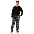 thumbnail image 4 of #FollowMe Mens Thermal Henley Pajama Set with Polar Fleece Pants  Warm, Comfy Sleepwear (Black With Black and White Pant, XX-Large), 4 of 4