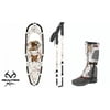 Yukon Charlies Aluminum Snowshoes(up to 200lbs) Snow Camo w/poles& L/XL gaiters