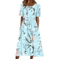 thumbnail image 1 of ORQ Women O-Neck Short Sleeve Pocket Print Fashion Long Dress, 1 of 6