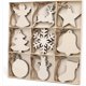 thumbnail image 1 of Adornos colgantes de madera sin terminar 27 unidades para decoraciones navideñas, rebanadas de madera de bricolaje con agujeros de 9 estilos Afortunado Sencillez, 1 of 5