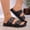 Black, variant on Slide Sandals for Women Adjustable Double Buckle Slip On Non Slip Open Toe Orthopedic Platform Slides Comfortable Casual Summer Indoor Outdoor Walking Shoes Light Brown 8 Wide