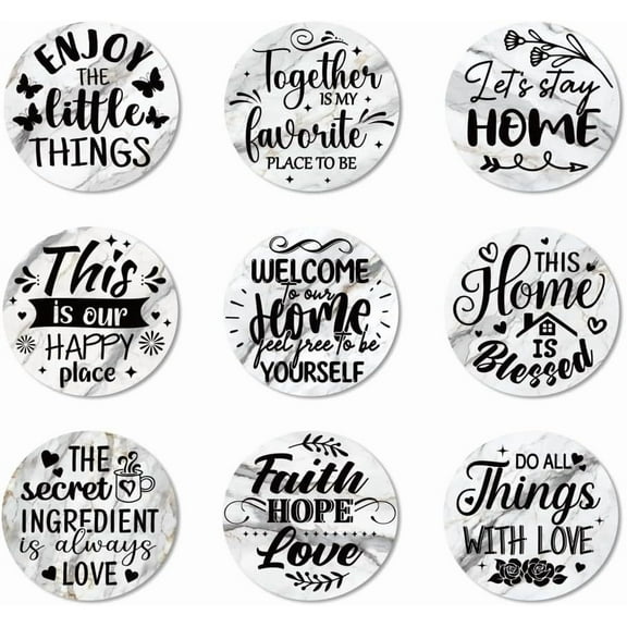 9 Pcs Wood Coasters for Drinks Home Blessings Colorful Wooden Cup Mat for Coffee Table Decor 3.9" Non-Slip Desk Coasters for Home Apartment Office Bar for DIY
