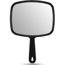 VeZee's Professional Salon Hair Stylist Large Handheld Mirror w/Handle Wide Angle Barber Hairdressing Mirror Square Makeup Mirror: Black: 1CT