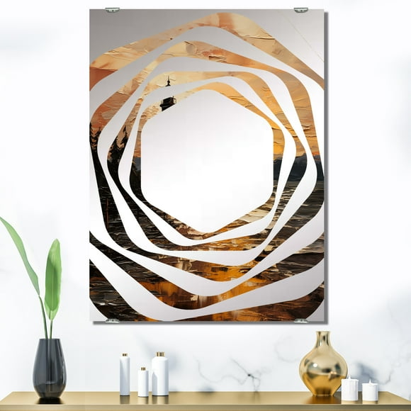 Designart "Sunset Beacon at the Lighthouse II" Coastal Sunset Oversized Wall Mirror - Coastal Landscapes Bedroom Wall Mirror Large - Multiple Color Options