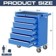 thumbnail image 2 of 5-Drawer Tool Chest,Rolling Tool Cart with Wheels,High Capacity Tool Cabinet with Locking System for Garage, Warehouse, Workshop-Blue, 2 of 7
