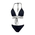 thumbnail image 7 of Cathalem Two Piece Swimsuit for Women Women's Bikini Sets Two Piece Swimsuit High Waisted V Neck Twist Front Adjustable Spaghetti Straps Bathing Suit (Black,XL), 7 of 7