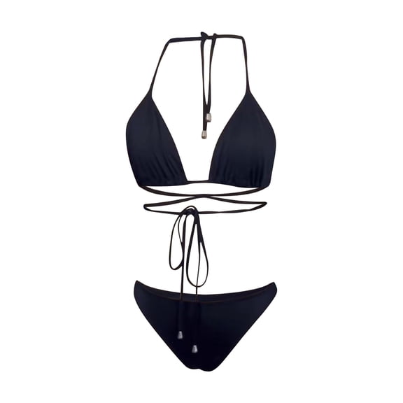 Glisme Black Bikini Sets For Women Sunbathing Tan Bikini Seamless Breathable & Tie Up Swimsuit For Swimsuit Party