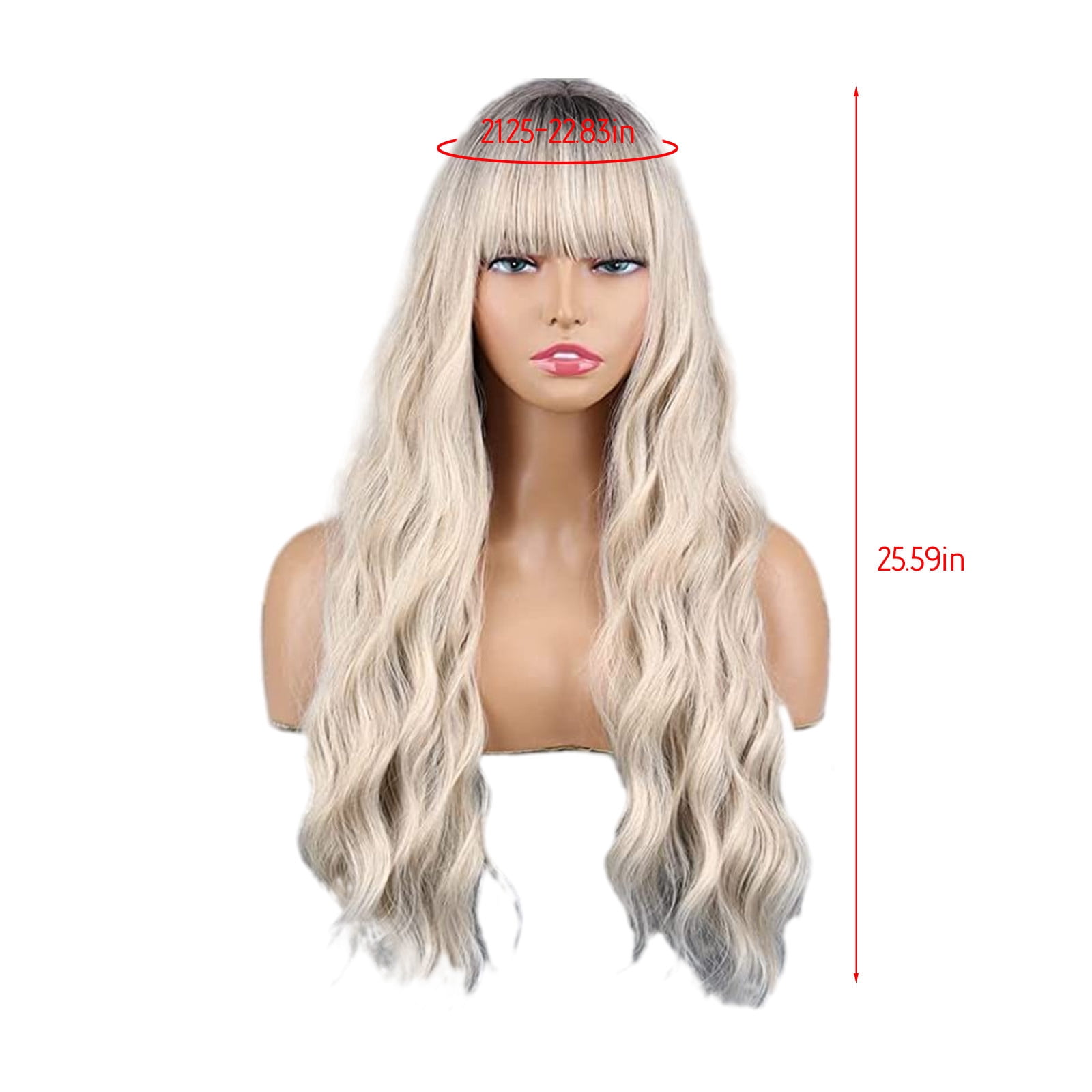 YSGFHGJW Wigs for Black Women,Long Curly Wig With Bangs Hair Wig For Women Synthetic Natural Wig Various Colors Available Daily Wear Party And Cosplay Soft Wig,Beige
