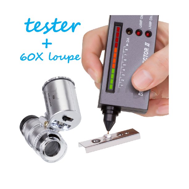 Jeweler diamond tool kit Portable Diamond Tester 60X Illuminated