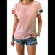 thumbnail image 1 of Blusas de Verano para Mujer, Blusas Bohemias para Mujer, Blusa Informal de Corta con Cuello Redondo de Color. Rosa XL, 1 of 10