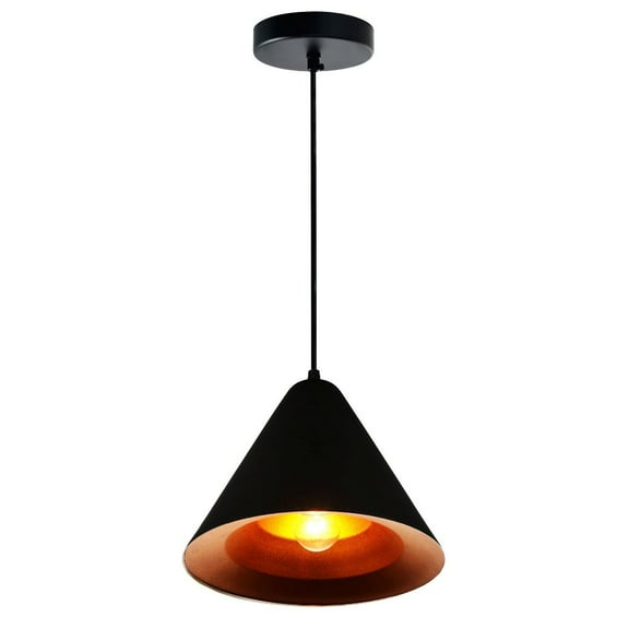CWI Lighting Keila 1 Light Down Contemporary Metal Pendant in Black/Gold