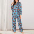 thumbnail image 2 of Pajama Sets for Women 2 Pcs, Starfish Shrimp Crabs Button Down Long Sleeve Sleepwear Lounge PJ Sets, 2 of 6