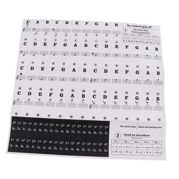 Etiquetas adhesivas para teclado de piano electrónico de 49 a 88 teclas, regalo para niños Negro