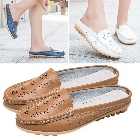

Star Home Women Hollow Breathable Backless Mesh Slip-on Flat Low Top Mules Sneakers Shoes