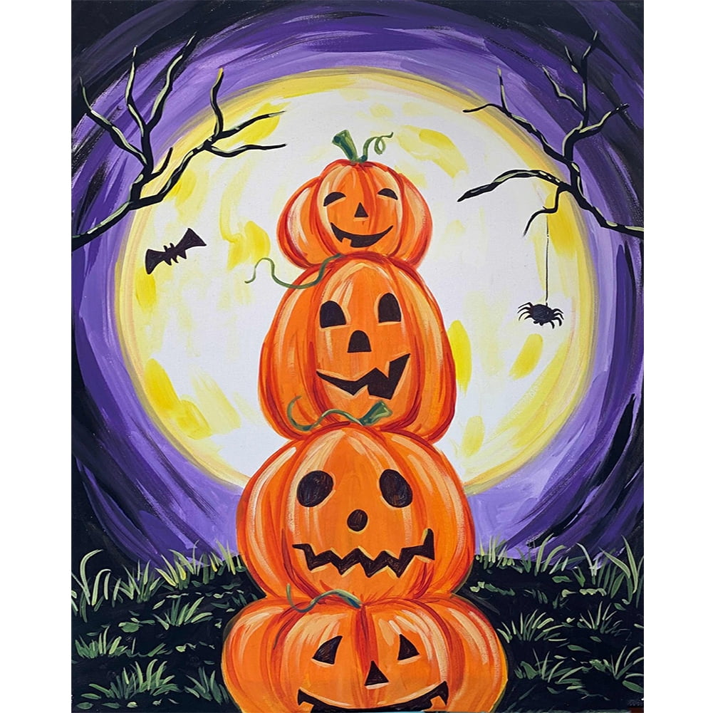 Sundeau Halloween Pumpkin Paint By Numbers Kit DIY Frameless Art