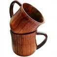 thumbnail image 2 of YOPTOP Set of 2 Handmade Wooden Coffee Mugs - Reusable  Multipurpose  Compostable Natural Wood Tea Cups - Hand Wash Only,2pcs,none, 2 of 6