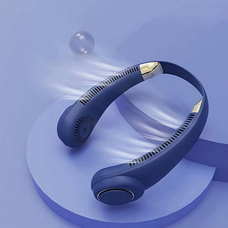 

God Fog Outdoor Sports usb charging leafless hanging neck fan blue