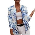 thumbnail image 2 of Tejiojio Clearance Jackets Women Retro Print Zipper Design Long Sleeve Jacket Casual Short Coat, 2 of 8
