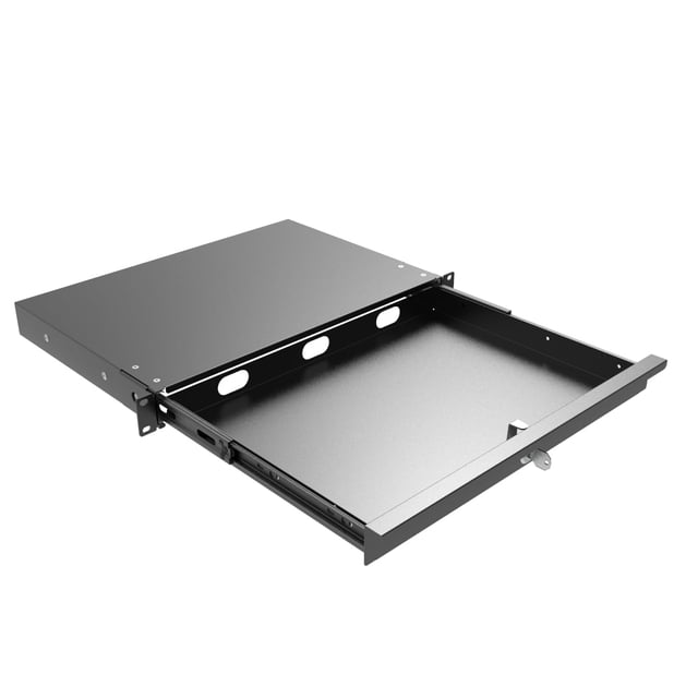 QiaoYoubang Server Cabinet Case 19 Inch Rack Mount Lockable Drawer with Key, 12.6 Inch Depth (1U)