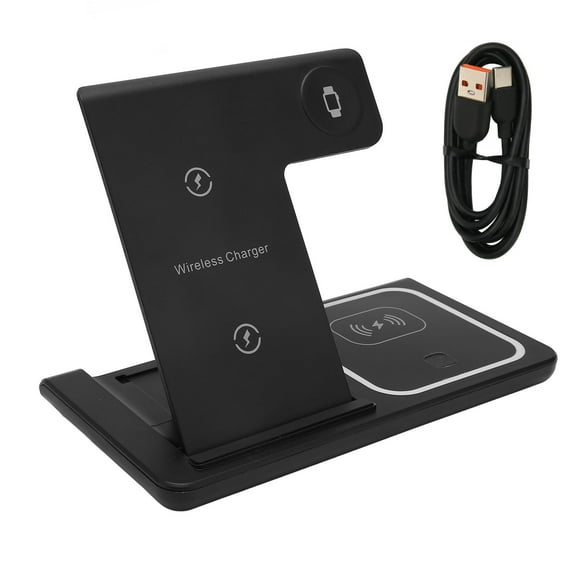 Wireless Charger 3 in 1 Wireless Charging Station for IPhone 13 12 11 XS XR XS X 8 Plus Watches Headsets Black