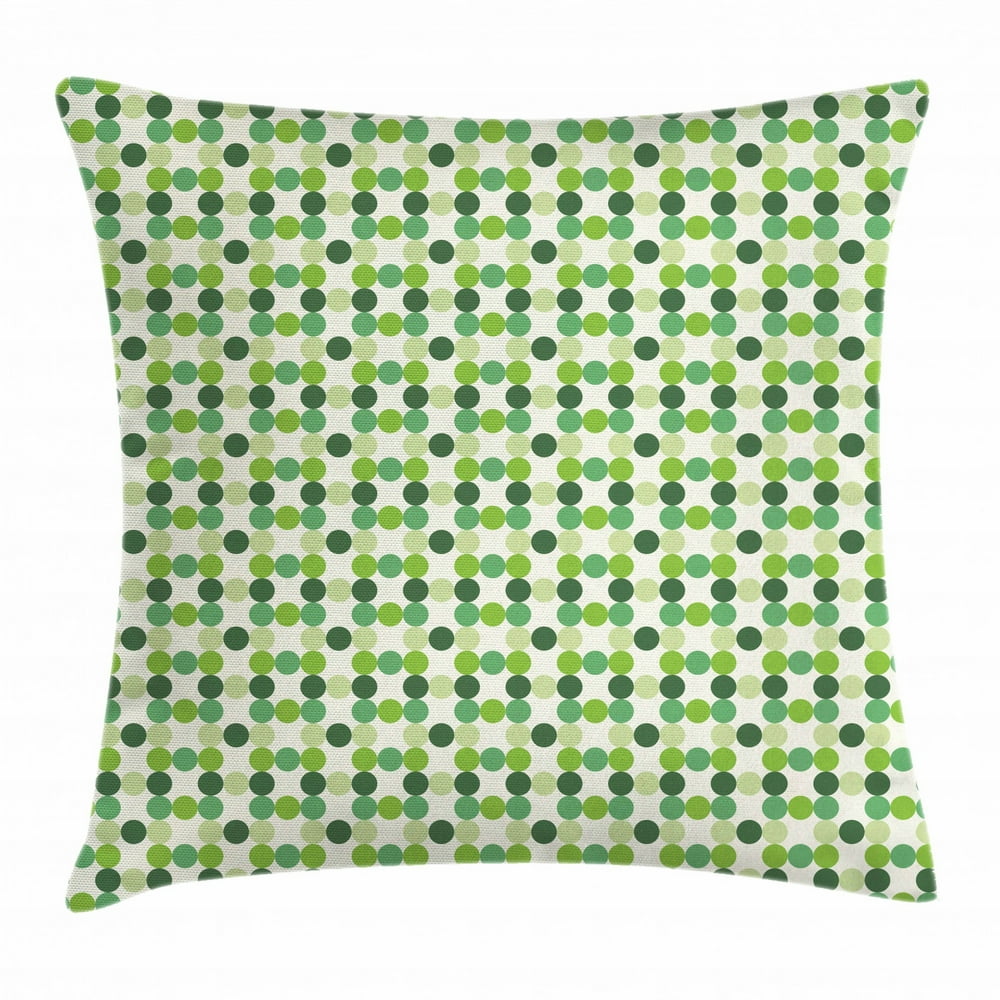 Green Throw Pillow Cushion Cover, Circles of Various Tones Shades and