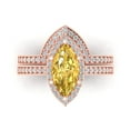 thumbnail image 2 of Clara Pucci 18K Rose Gold 2.4875 Natural Citrine Engraveable Engagement Ring + Wedding Band Set, 2 of 7