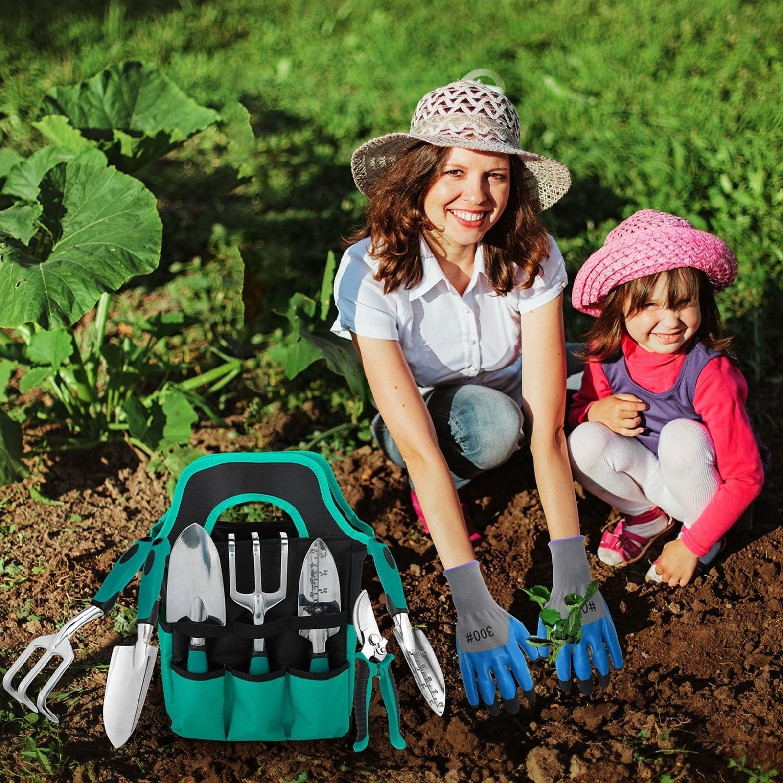 topjuju 7 Pcs Gardening Tools Set, Gardening Hand Tools with Rust-Proof,Stainless Steel,High Quality Aluminum Alloy Material, Gardening Supplies Set Ideal Gardening Gift
