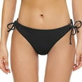 thumbnail image 4 of Siilsaa Women's Tie Side Bikini Bottoms Mid Rise String Bathing Suits Bottom Black,S, 4 of 5